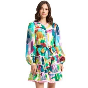NWT Stellah Abstract Watercolor Garden Print Mini Dress
